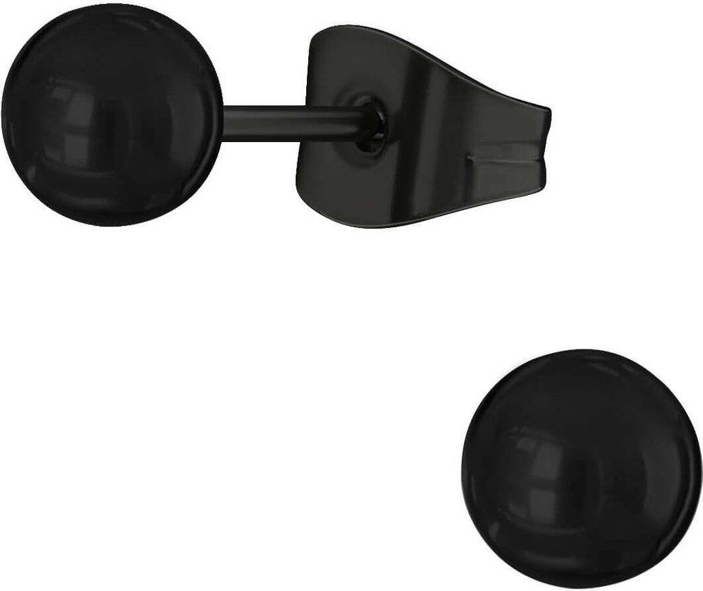 Ohrringe Ohrstecker 316L Chirurgenstahl mit schwarzer Kugel Produktbild 