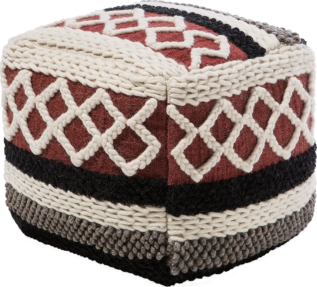 BELIANI Pouf Multicolore en Laine et Coton Boho 50x50x40 cm