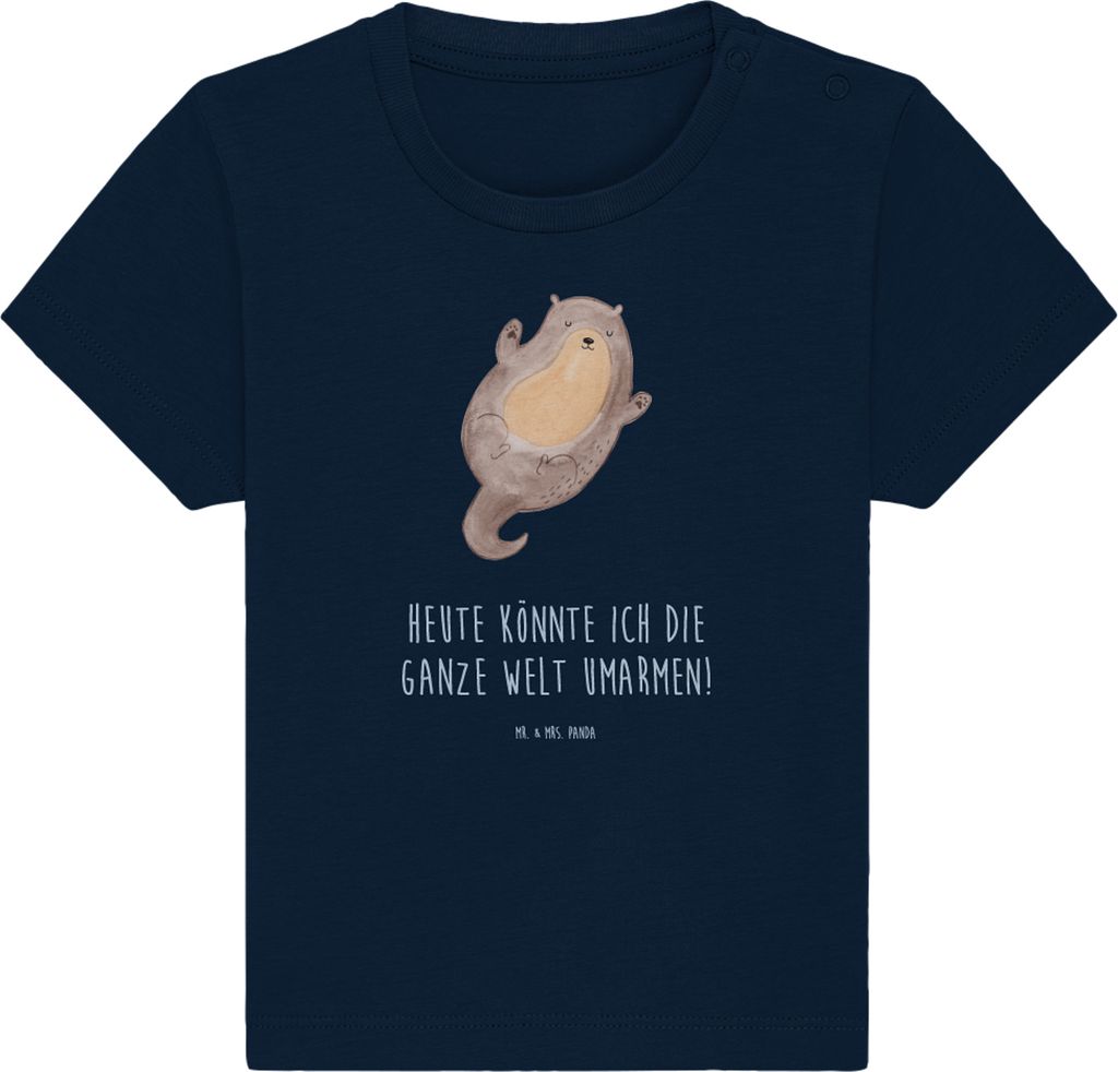 Mr. & Mrs. Panda Babyshirt Otter Umarmen 12. - 18. Monat - French Navy - Geschenk, Kleinkind T-Shirt, Hallo, Baby Shirt, , Seeotter See, Optimistis...