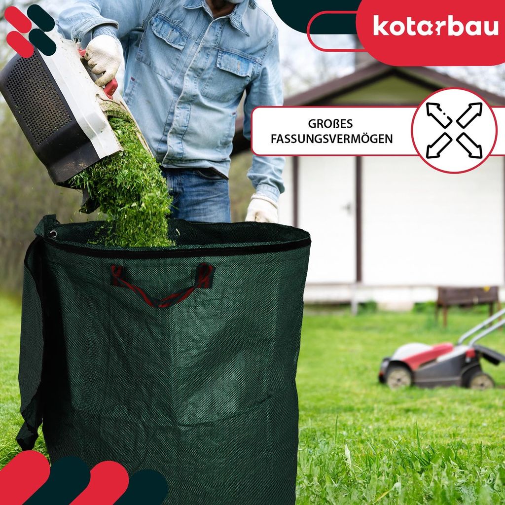 KOTARBAU 2er Set Gartenabfallsack – 120 L, Mörtelkübel Aus Polypropylen, Rechteckig, Mit Tragegriffen, Für Laub, Rasenschnitt & Co