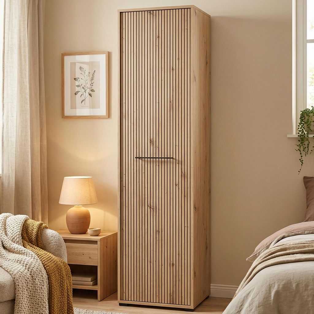 Camerano - Armoire 1 Porte, Chêne Marron Nœuds, 2 Étagères Image du produit 