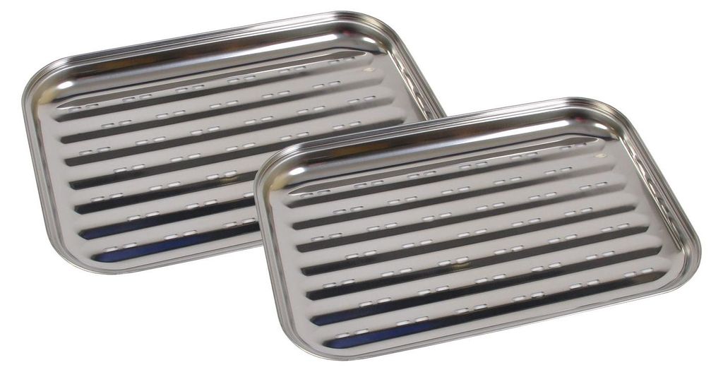 2x Acier inoxydable Plateau de cuisson 35x24cm BBQ Image du produit 
