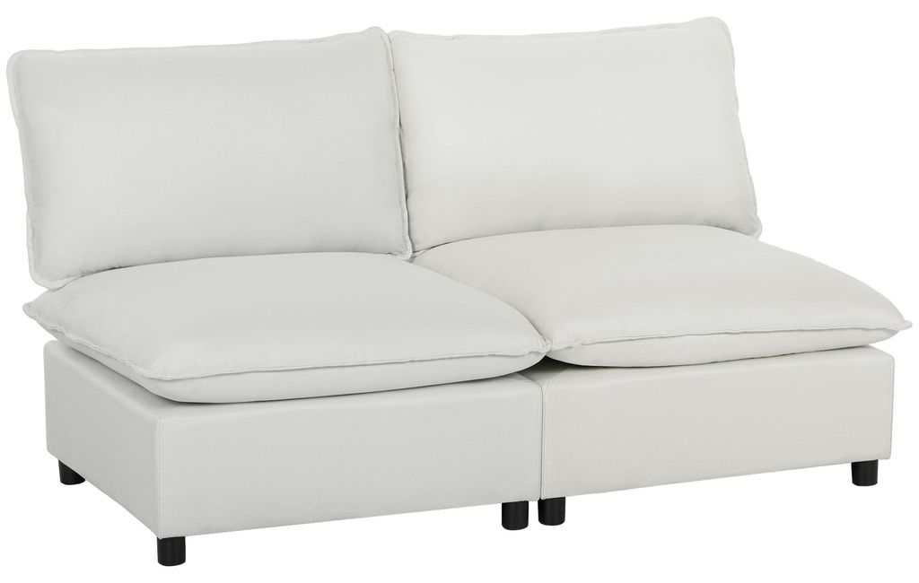 HOMCOM Sofa 2 Sitzer aus Kunstleder 146 cm Modulare Couch Produktbild 