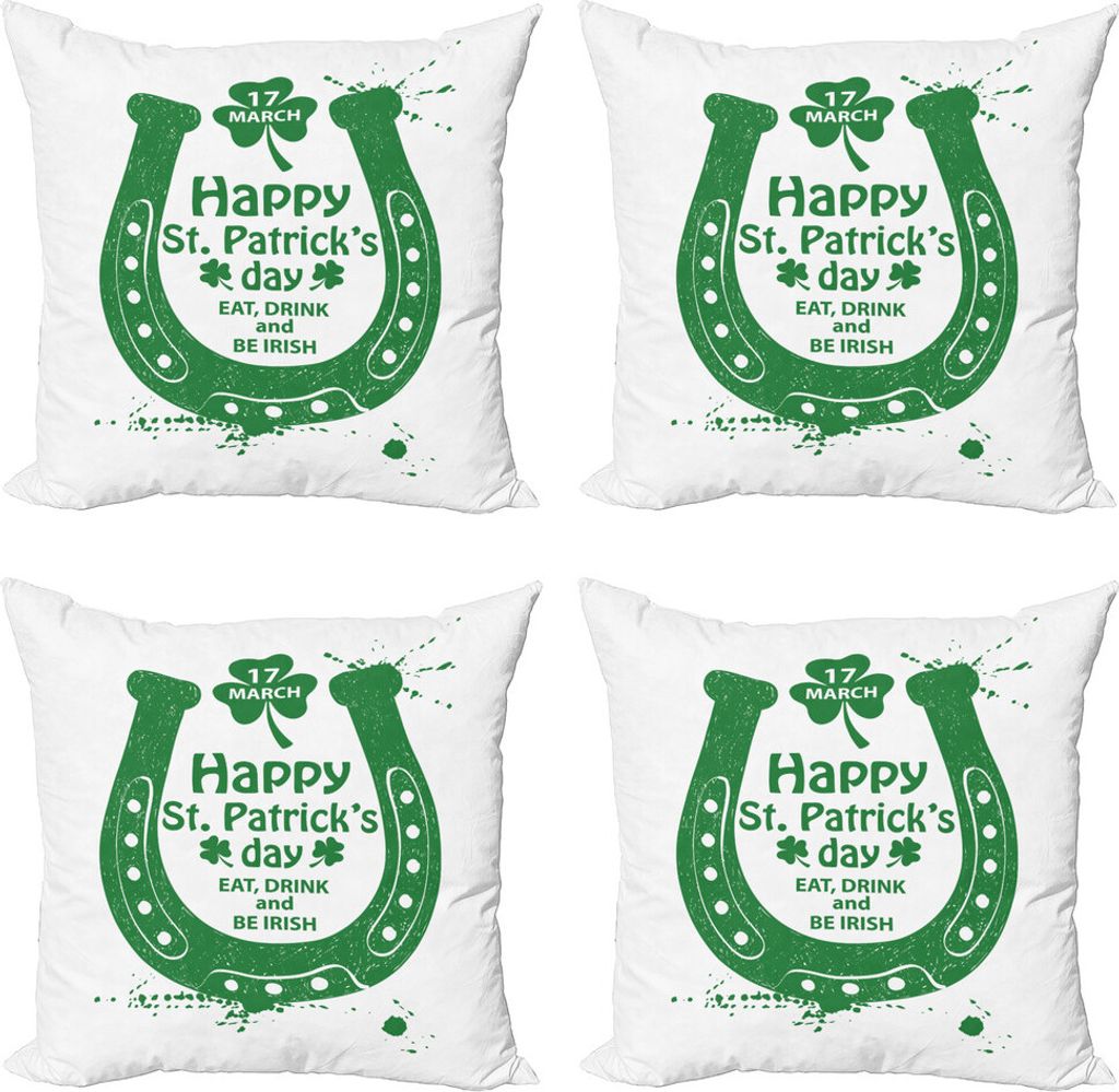 ABAKUHAUS St. Patrick Tag Kissenbezug Set (4 Stück), Feier, Moderner Doppelseitiger Digitaldruck, 50 cm x 50 cm, Grün