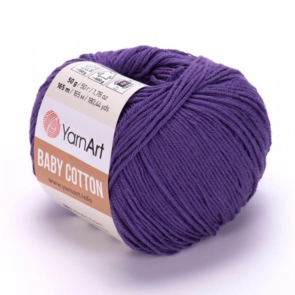YarnArt Baby Baumwolle 455 Dunkelviolett – Weiches Baumwollgarn für Babys und Amigurumi, 50g – Hautfreundlich & Maschinenwaschbar