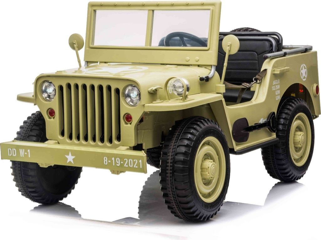 RIRICAR 4x4 Kinder Elektroauto 12V USA Army, 3 sitzer, Elektroauto für Kinder mit 2,4GHz Fernbedienung, MP3/USB/SD, Elektrofahrzeug Kinder ab 3-8 ...