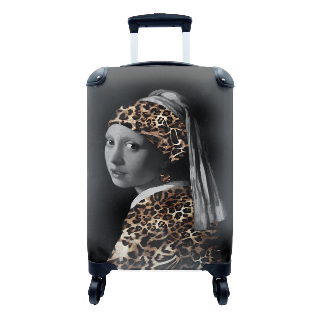 MuchoWow Koffer Handgepäck Trolley Rollkoffer Kleine Reisekoffer mit 4 Rollen - Das Mädchen mit dem Perlenohrring - Johannes Vermeer - Pantherd...