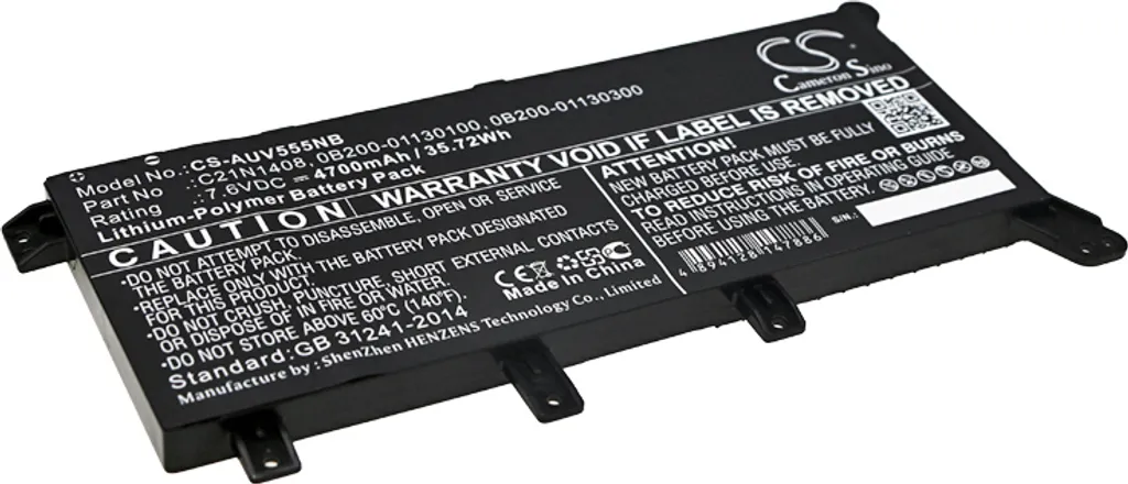 Batteria per Asus VivoBook F555LP F555LN-XO363H F555LP-XX081H 4900mAh 7,5V