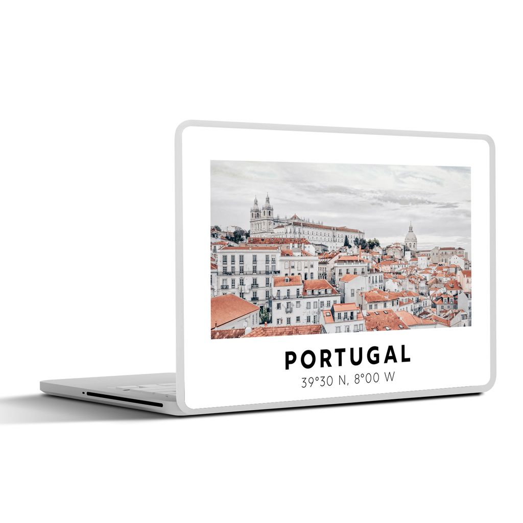 MuchoWow Laptop Aufkleber Sticker Cover Portugal - Europa - Rot - Silhouette 40x30 cm - Laptop Dekoration - Selbstklebend