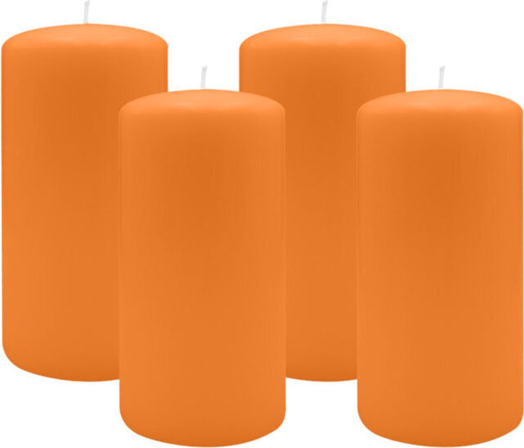 4er Set Adventskranzkerzen Mango Orange Ø 100 x 200 mm
