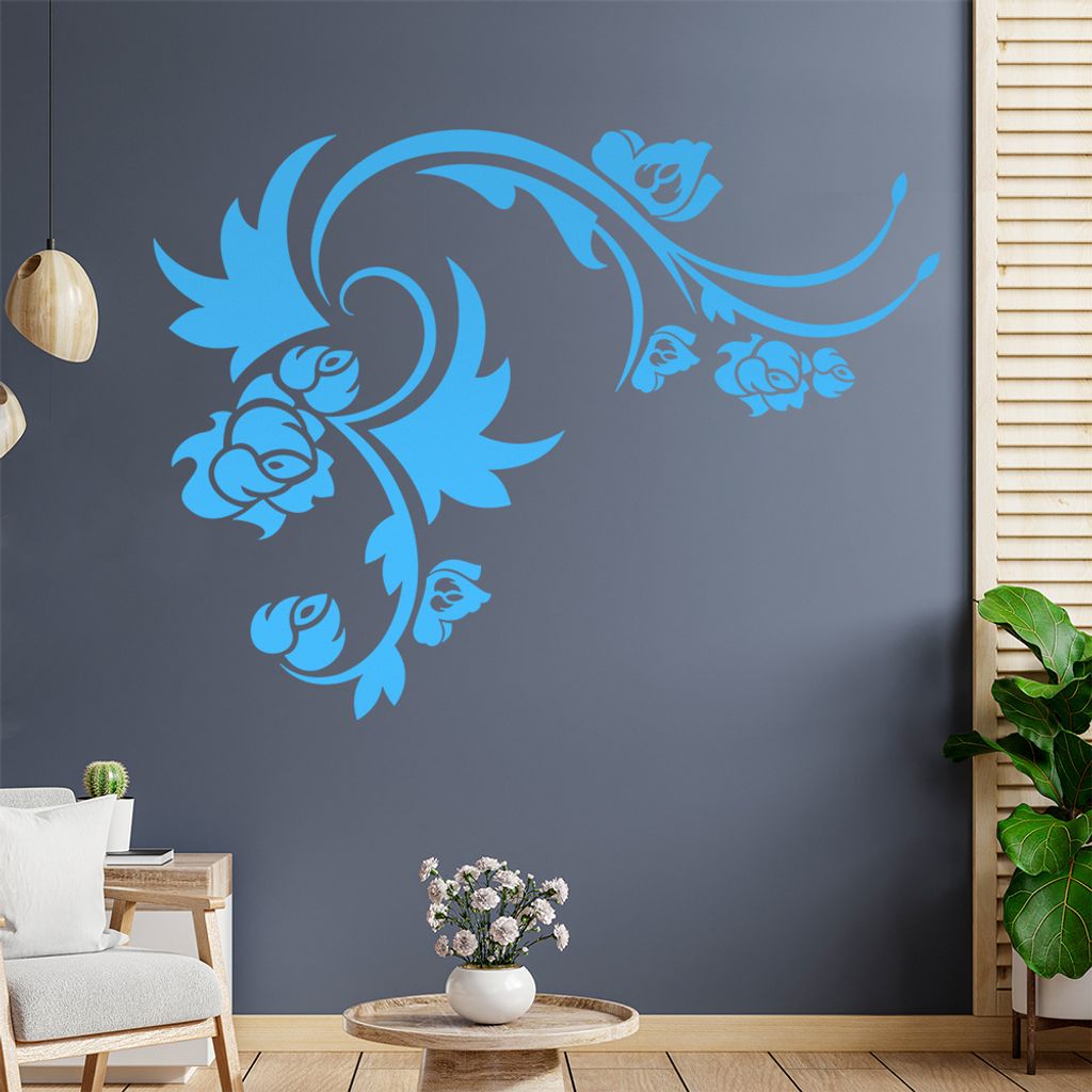 Blüte Blume Tribal Wandtattoo in 6 Größen - Wandaufkleber Wall Sticker - Dekoration, Küche, Wohnzimmer, Schlafzimmer, Badezimmer