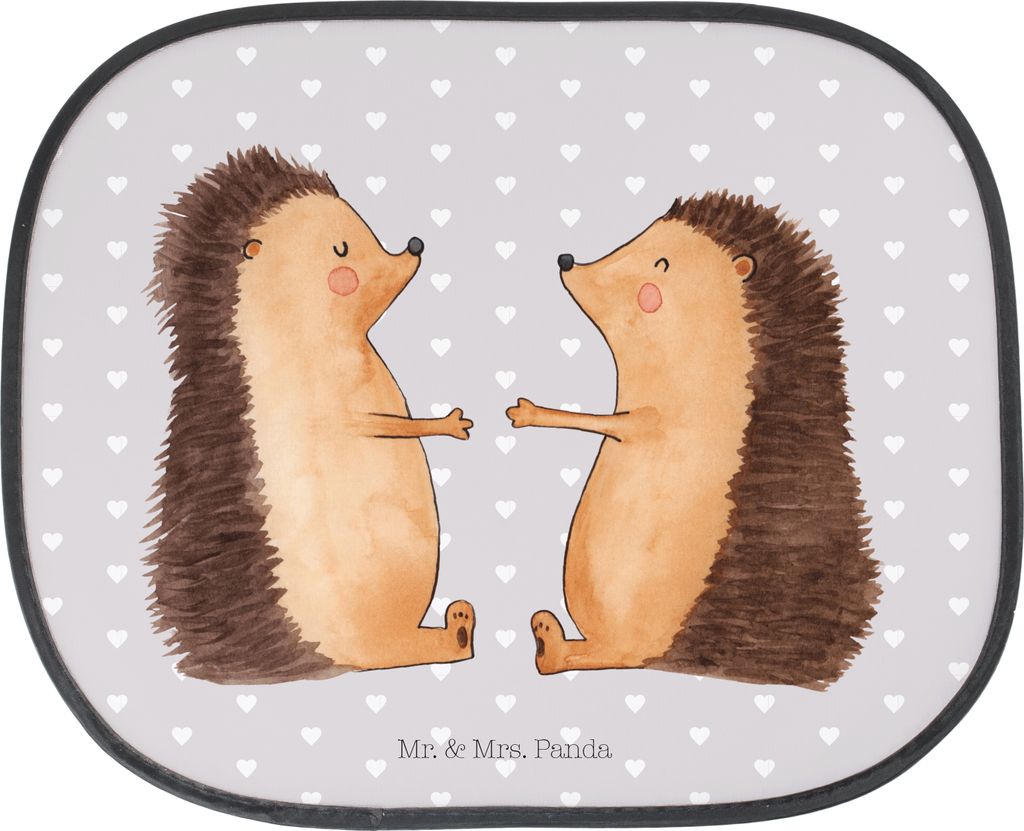 Mr. & Mrs. Panda Sonnenschutz Auto Igel Liebe - Grau Pastell - Geschenk, Sonnenblende, Freundin, Hochzeitstag, Hochzeit, Jahrestag, Verlobung, für...