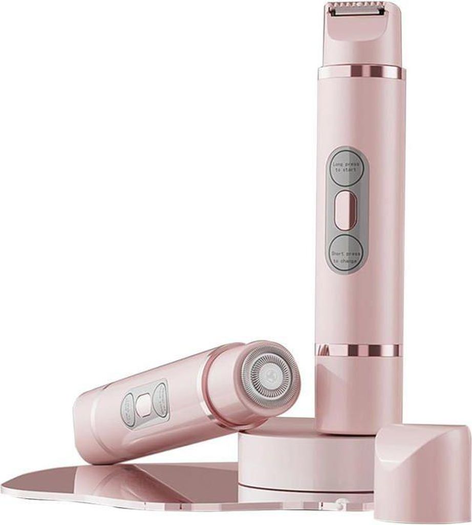 Bikinitrimmer für Damen, 2-in-1 Elektrorasierer, wiederaufladbar, Doppelkopf, IPX7 wasserdicht, Nass- und Trockenrasur (rosa)