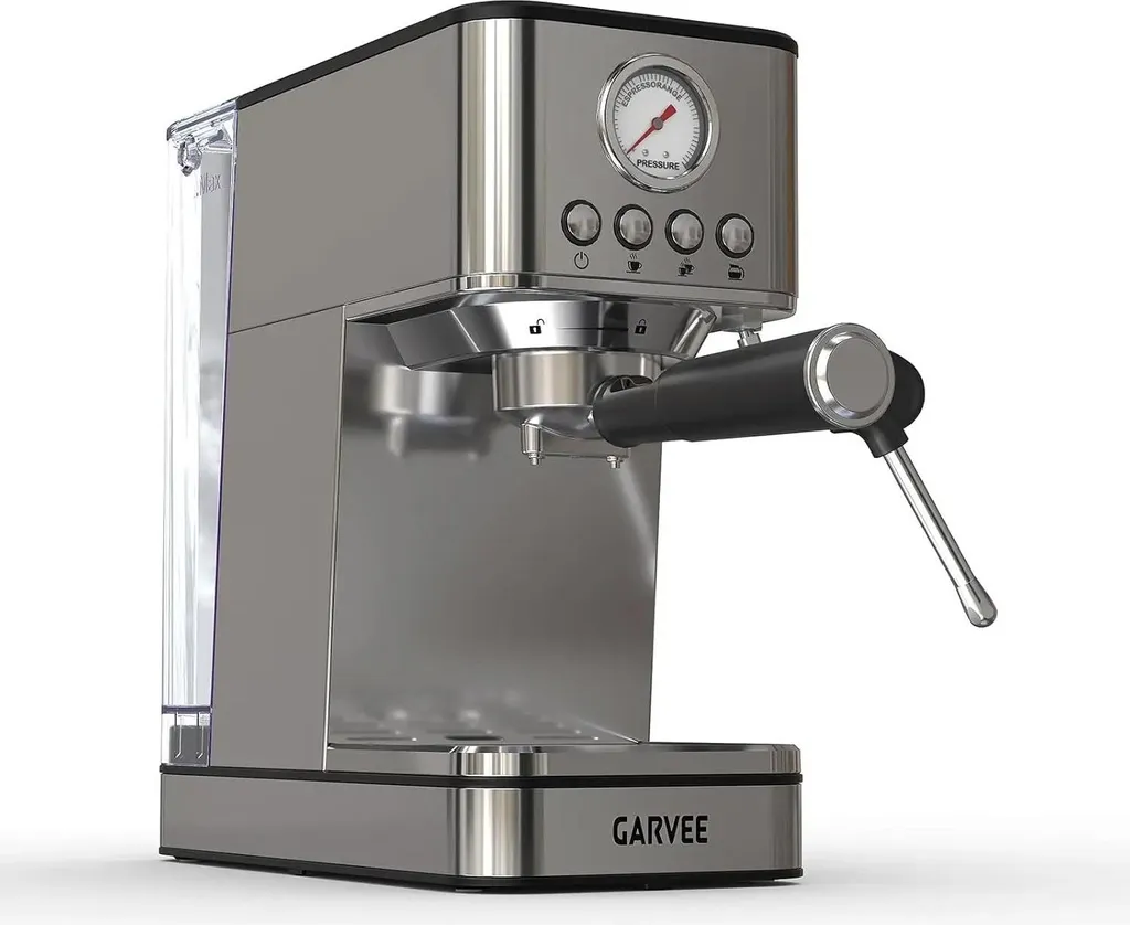 Espressomaschine - Vollautomatische Kaffeemaschine - 20 Bar - Milchaufschäumer - 1,7 L Wassertank - 1200 W - Thermoblock-Schnellaufheizung - Edelstahl