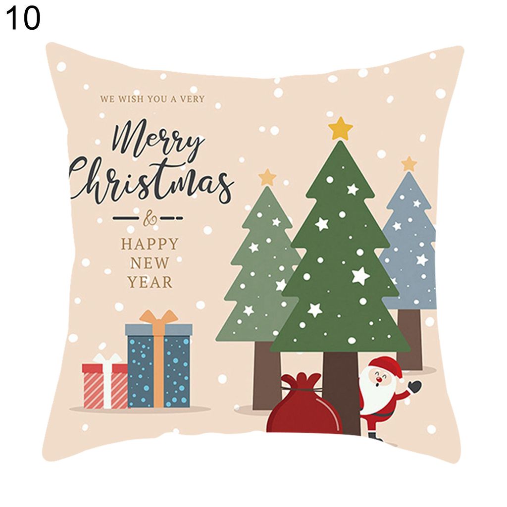 Kissenbedeckung Weihnachten Themenmuster bequemes berührendes Polyester Weihnachts -Hirschkissen Slip für Wohnzimmer-10