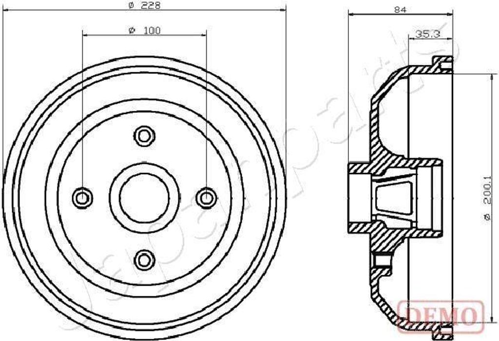 JAPANPARTS TA-0406C Bremstrommel Ø200mm Hinten für OPEL Corsa B Schrägheck (S93) Corsa A CC (S83) Tigra Coupe (S93) COMBO (71) Corsa B Kastenwagen