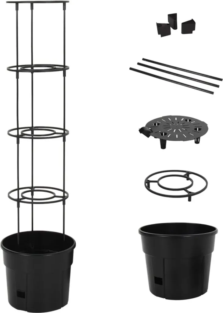 The Living Store Tomatentopf Anthrazit Ø29,5x115 cm en Polypropylen