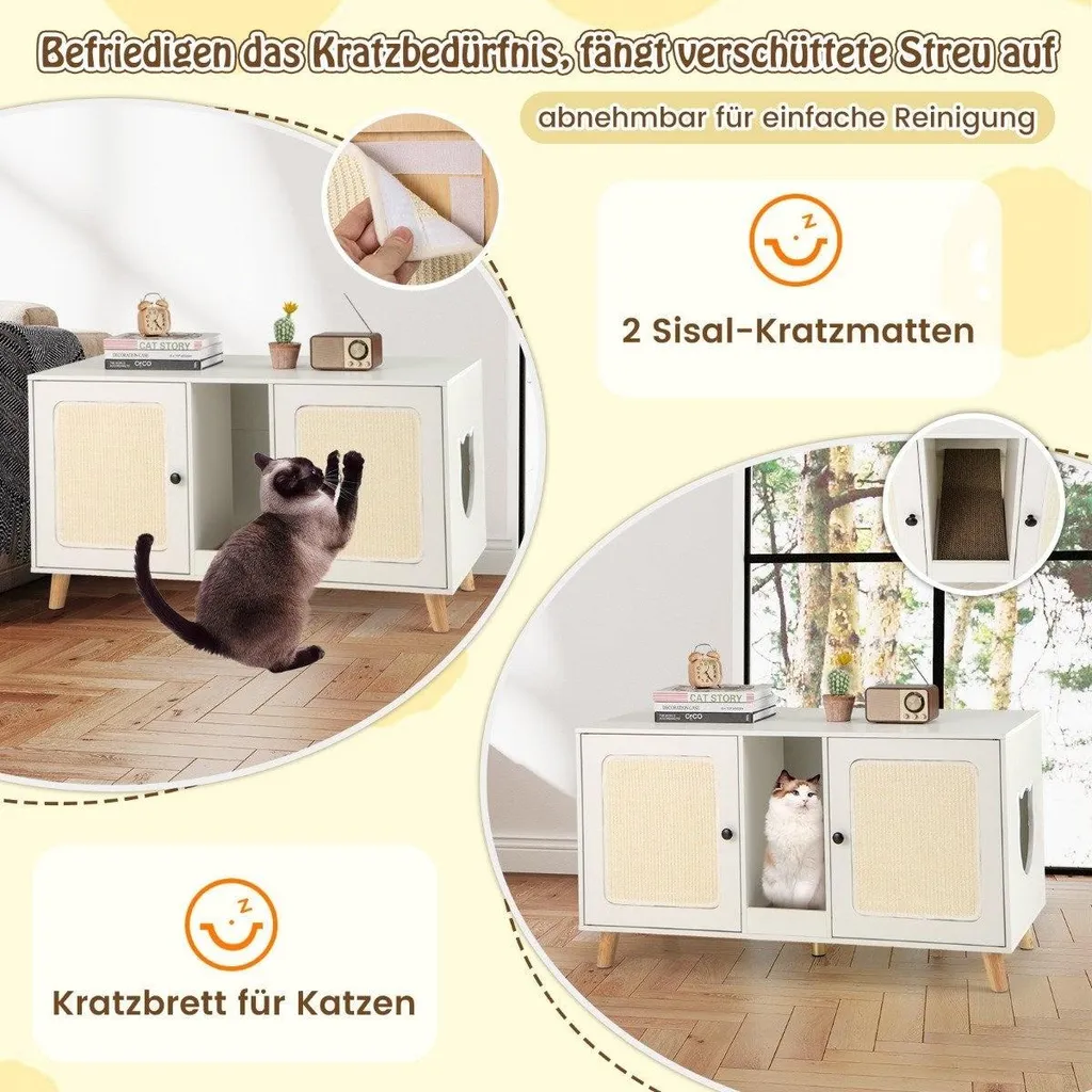 Maison de toilette pour chat sous forme de meuble blanc - Design discret - 5