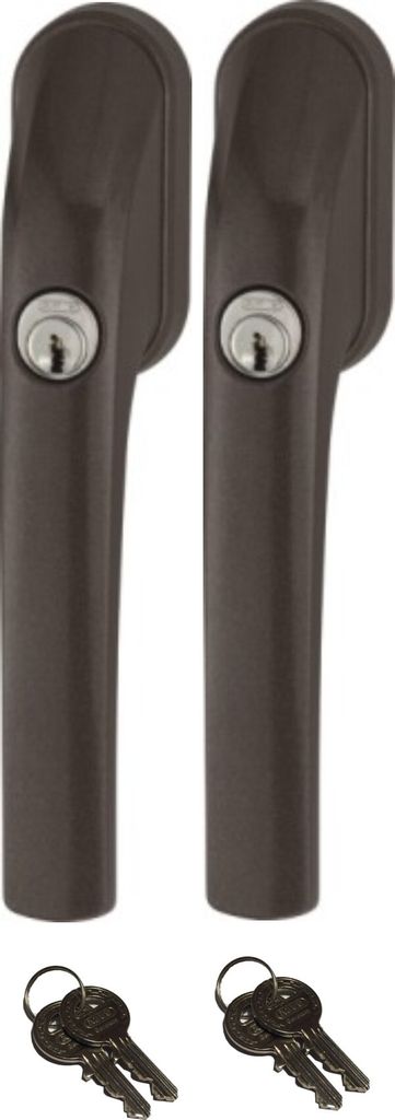 Abus FG300 abschließbarer Fenstergriff braun, im Set 2 Stück gleichschließend, Schließung AL0089 mit insgesamt 4 Schlüssel