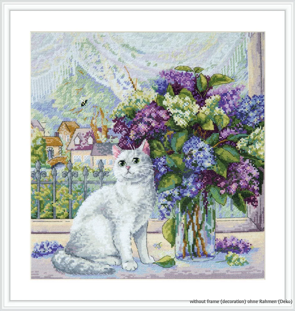 Tableau point de croix Merejka Ambiance de printemps avec fils en coton