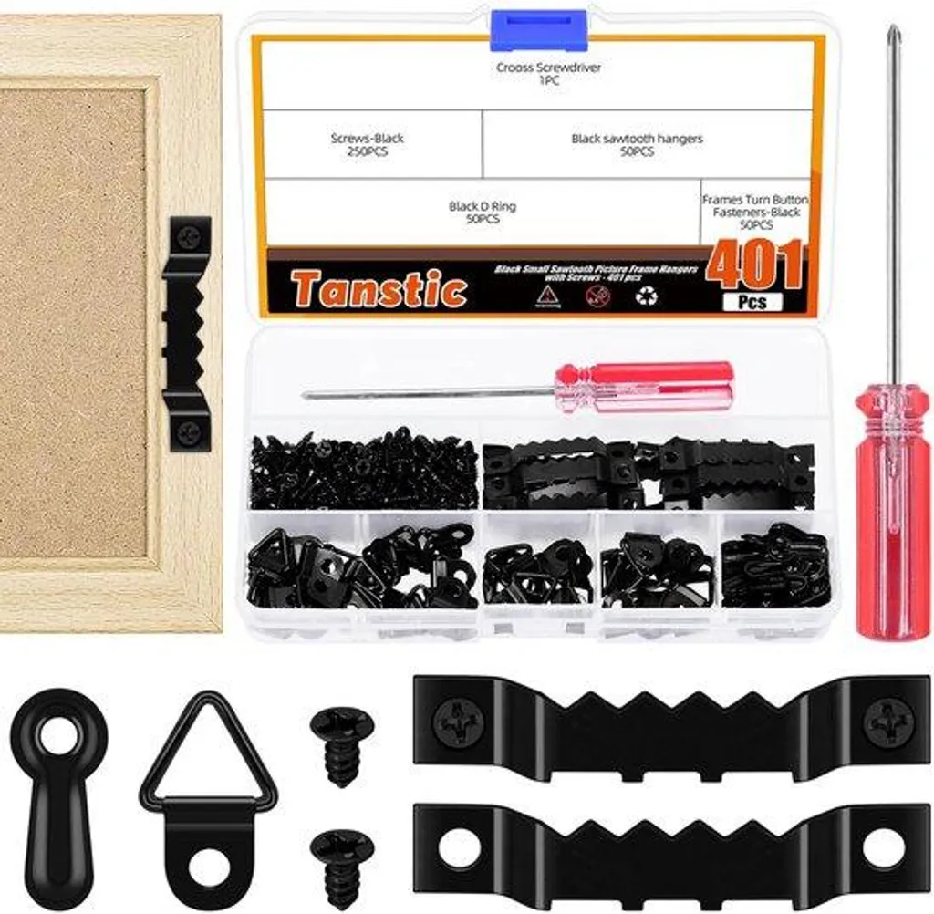 Attache cadre photo triangulaire avec vis de fixation noire pour décoration
