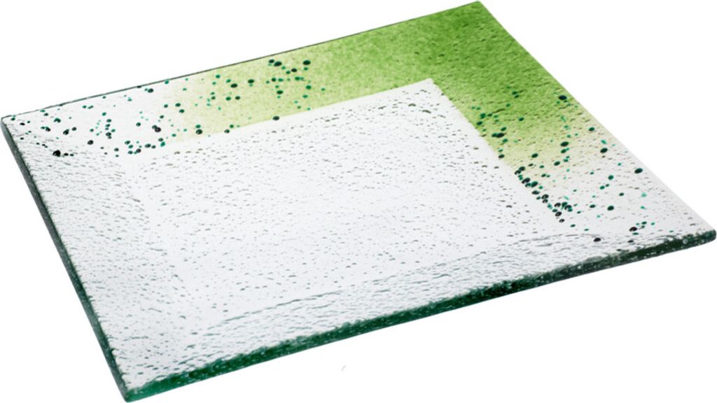 Glasteller Schale Tischdeko quadratisch Design Max Fusing Glas ca. 28x28cm Handmade Gruen