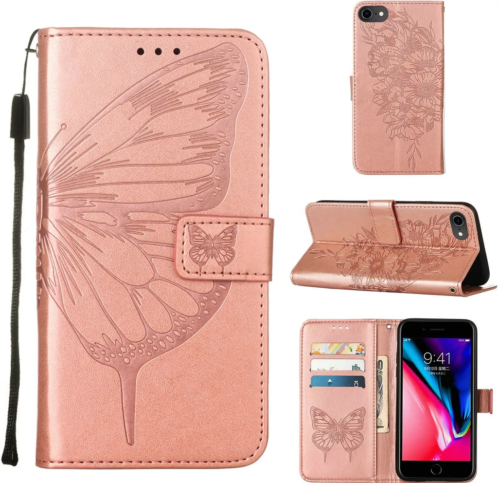 Cover iPhone 8/7 Oro Rosa Farfalla: Accessorio Elegante e Protettivo