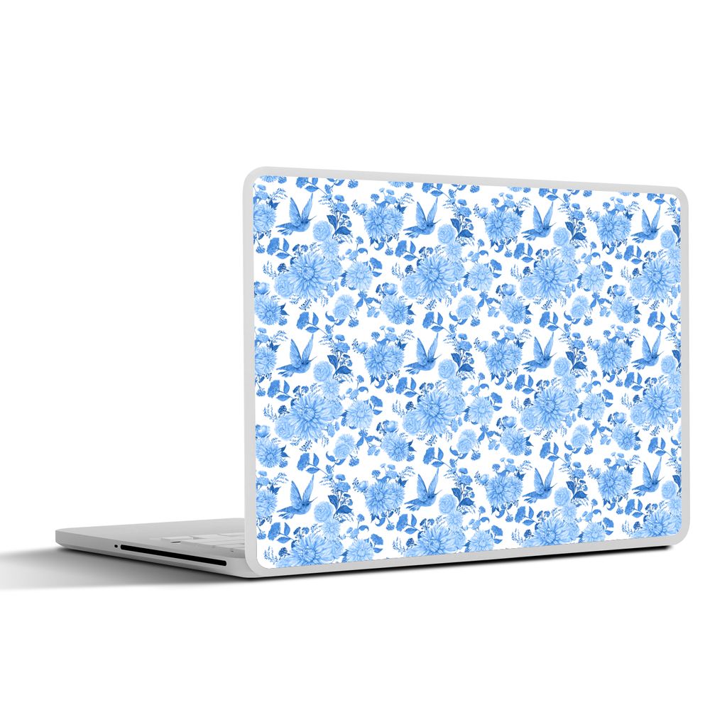 MuchoWow Laptop Aufkleber Sticker Cover Blumen - Muster - Blau 31x22.5 cm - Laptop-Deko
