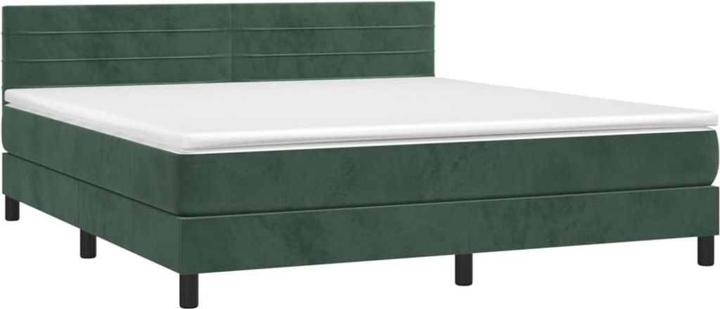 vidaXL Boxspringbett mit Matratze Dunkelgrün 180x200 cm Samt
