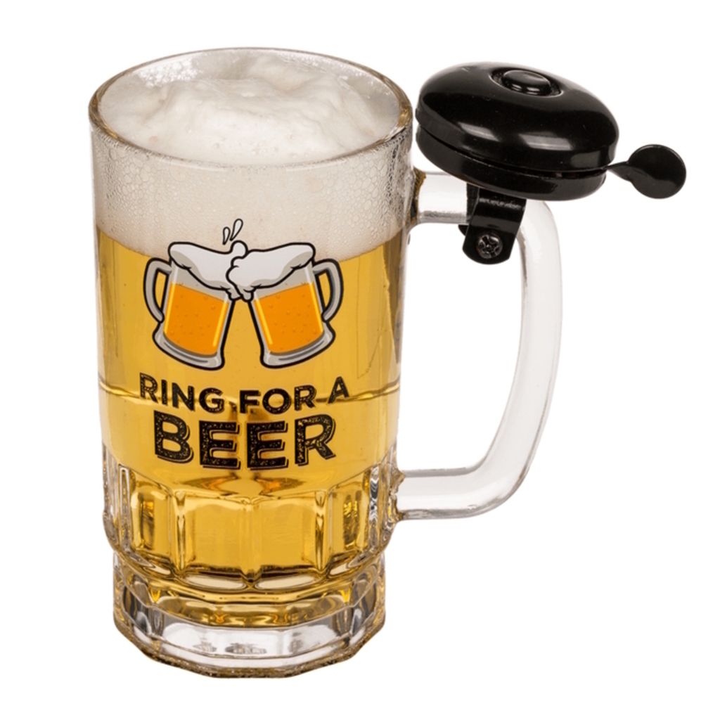 Bierglas mit Klingel, ca. 14 x 14,5 cm