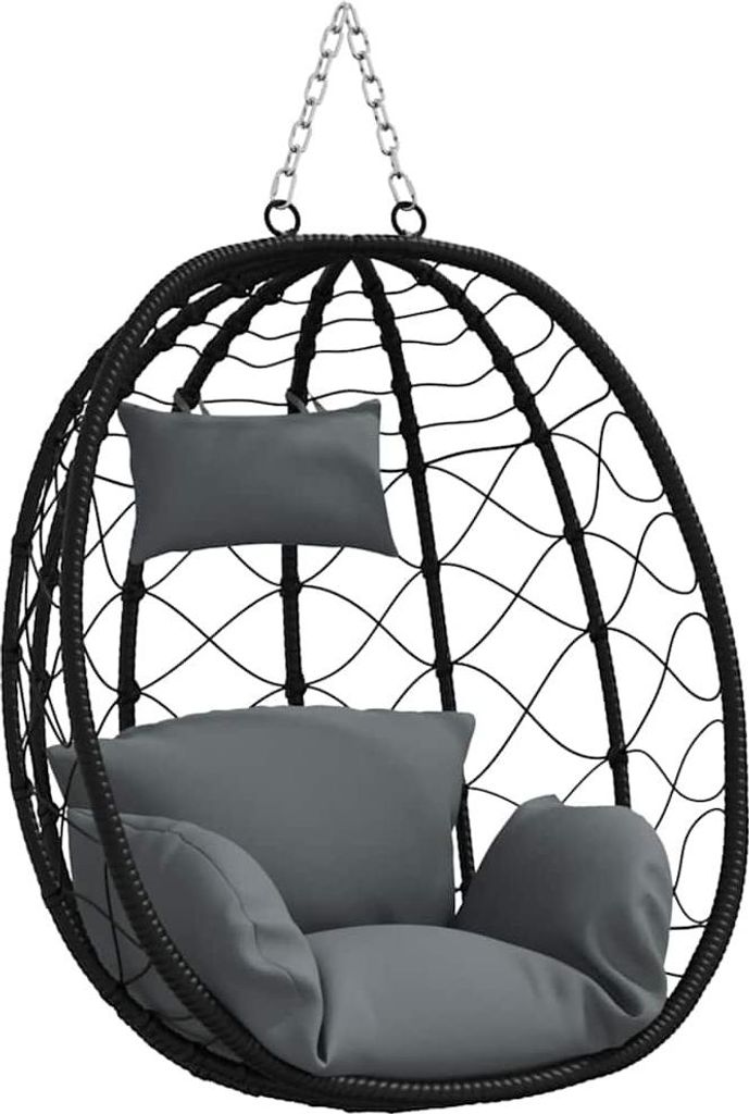 vidaXL Hängendes Ei-Stuhl Anthrazit 91,5 x 54,5 x 107 cm Poly-Rattan
