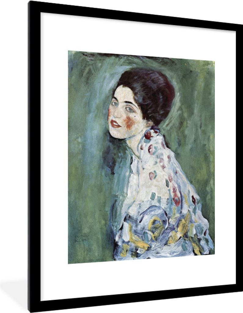 MuchoWow Gerahmtes Poster Ritratto di Signora - Gustav Klimt 60x80 cm - Poster mit Schwarzem Bilderrahmen Wandposter Rahmen Foto Bilder - Wohnzim...