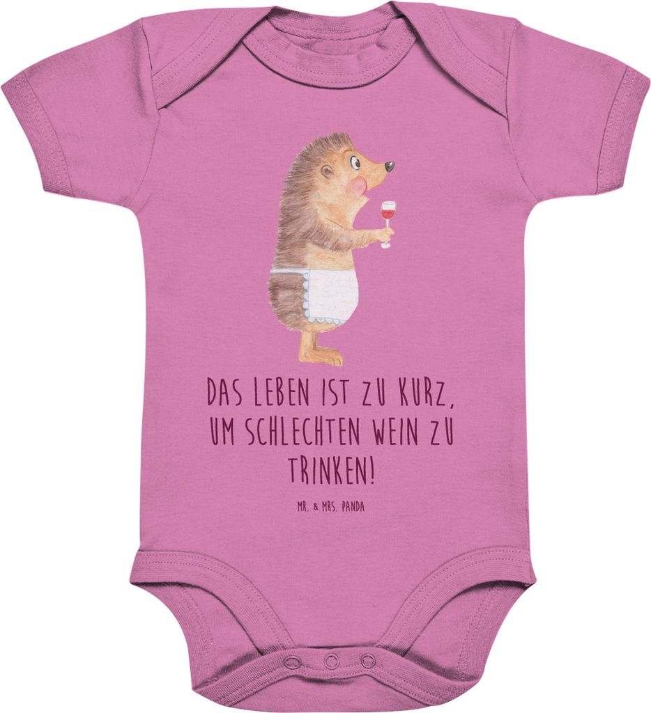 Mr. & Mrs. Panda babykleidung strampler Igel Wein 6. - 12. Monat - Bubble Gum Pink - Geschenk, Babybody, Weinglas, overall baby, Weißwein, Spruch,...