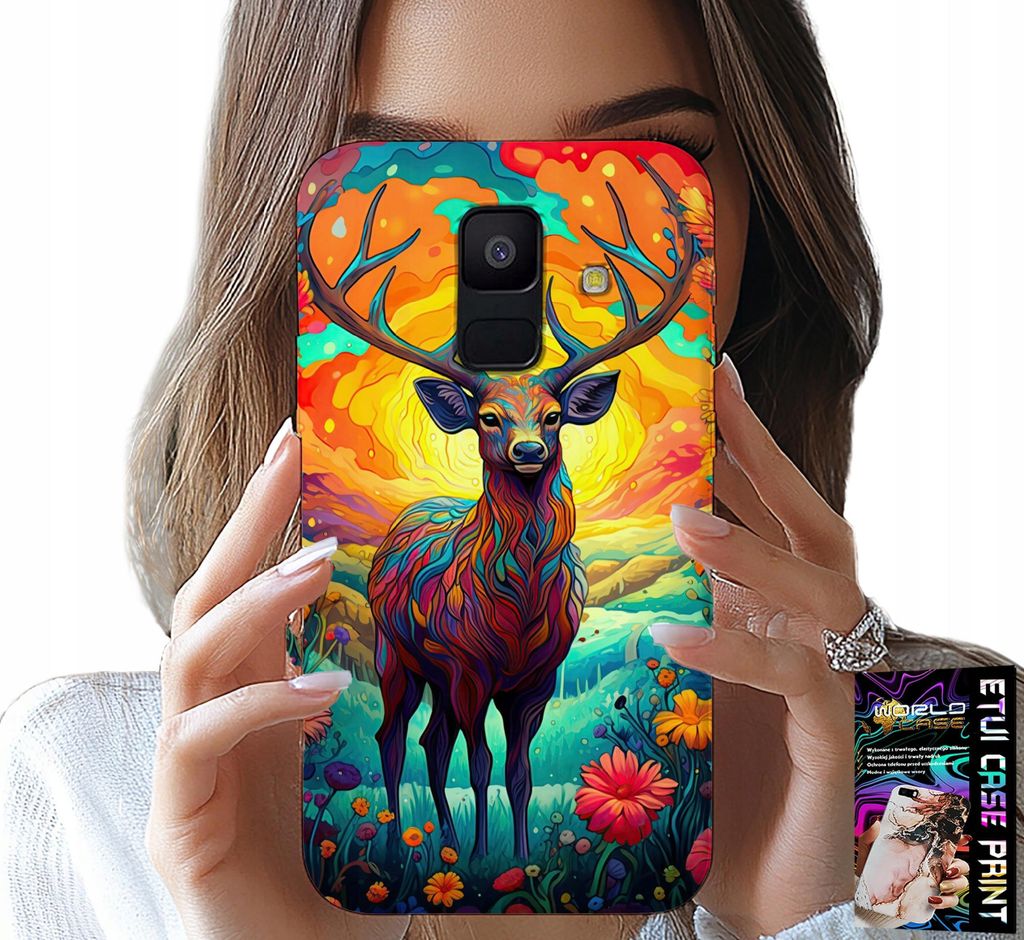 Etui Für Samsung A6 2018 - Bunte Designs Hirsche Elche Waldtiere