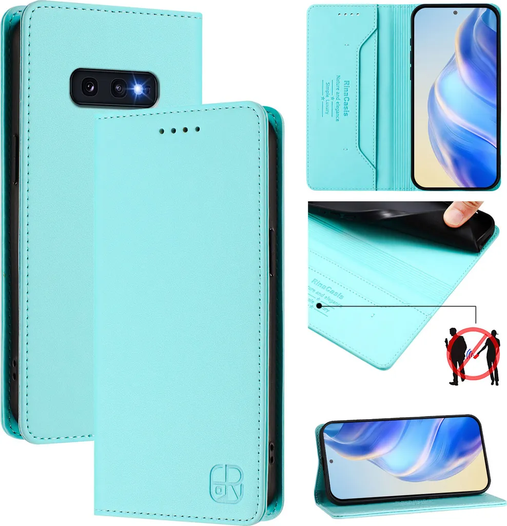 Cover Flip Samsung S10E Turchese Slim: Custodia Portafoglio e Stand