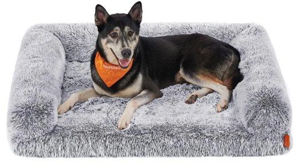 Couchage XL pour grand chien senior mousse confort gris 106 x 80 cm