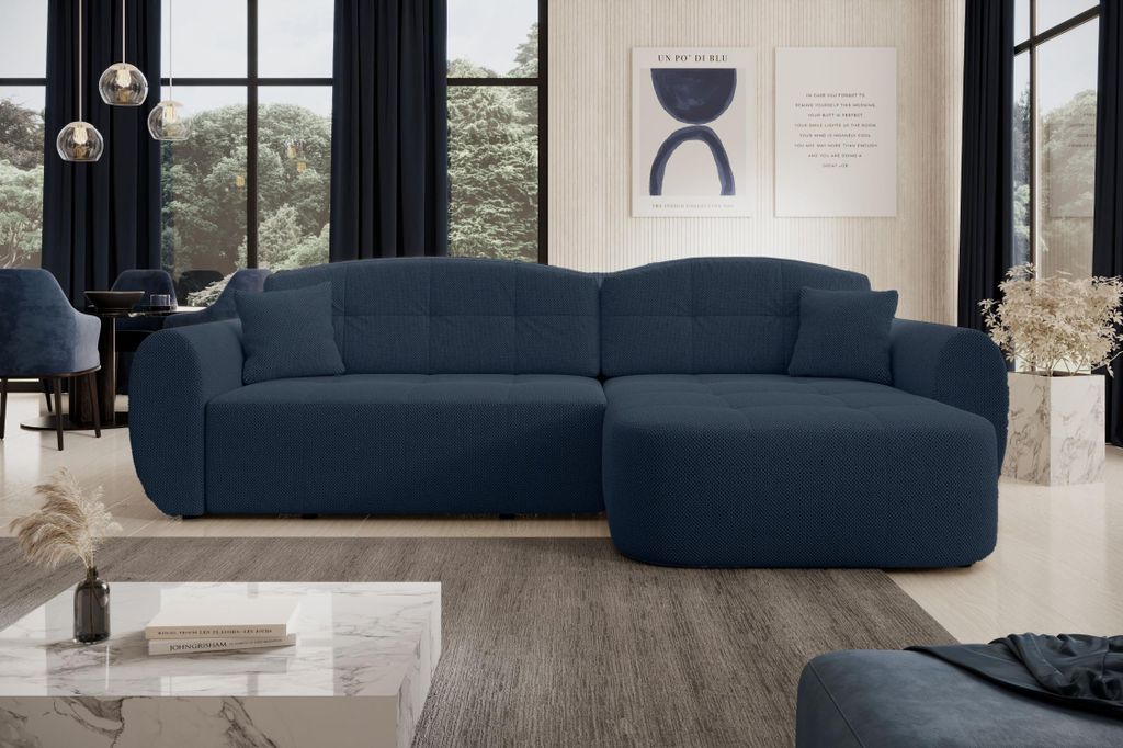 Designer-Sofagarnitur HANELORA – Dunkelblau
