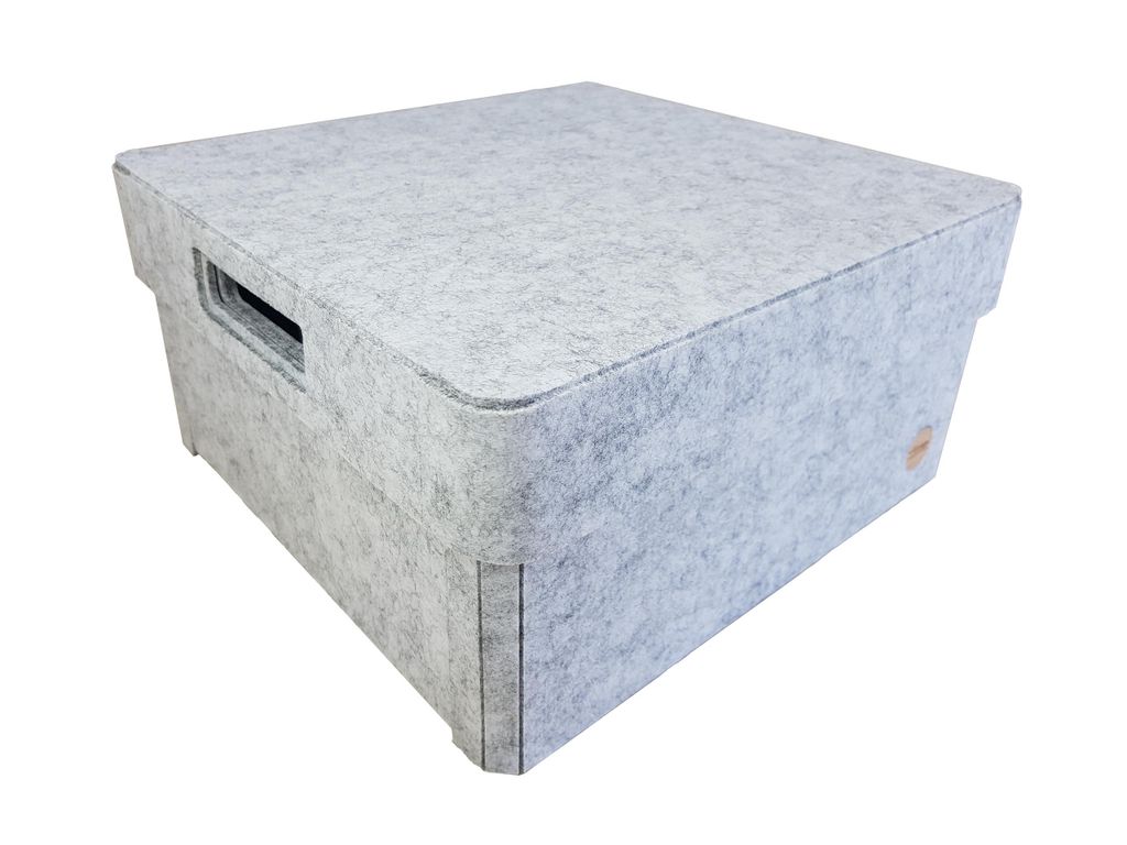 Aufbewahrungsbox CLASSIC Filz Gr. M (32x32x17 cm) mit Deckel in hellgrau meliert