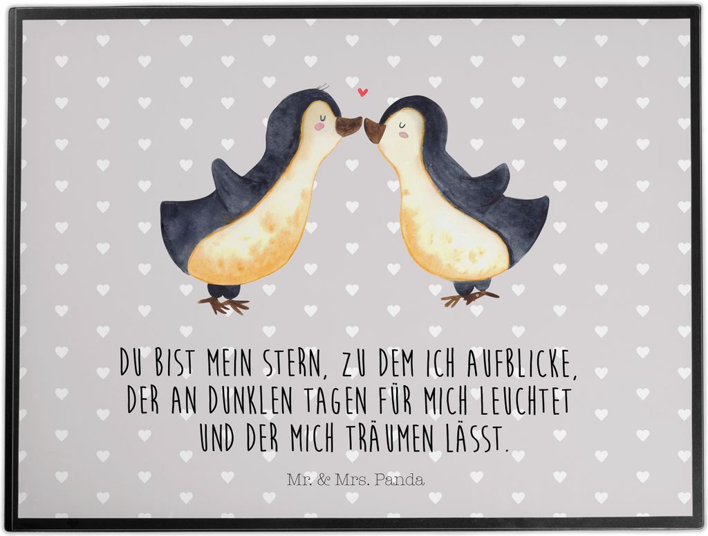 Mr. & Mrs. Panda Schreibunterlage Pinguin Liebe - Grau Pastell - Geschenk, Hochzeitstag, schreibtischunterlagen, Freundin, Unterlage Schreibtisch, ...