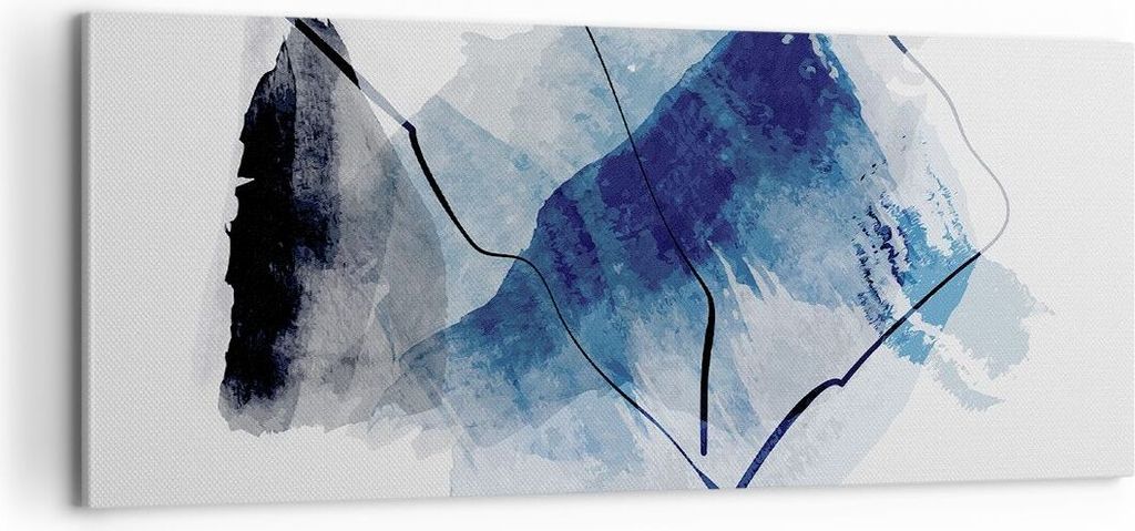Bild auf Leinwand - Leinwandbild - Einteilig - Blau Schwarz Abstraktion - 100x40cm - Wand Bild - Wanddeko - Wandbilder - Leinwanddruck - Bilder - W...
