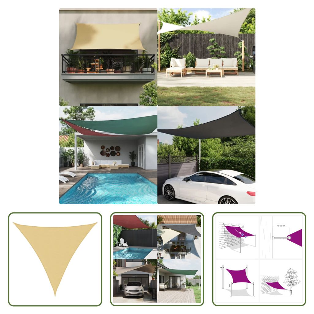 The Living Store Sonnensegel Sandfarbe 5x5x5 m 100% Polyester Oxford