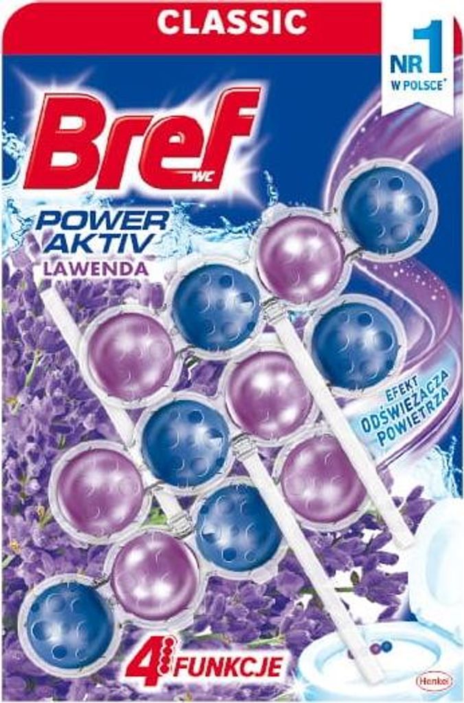 Bref, Power Aktiv, Zawieszki do wc lawenda, 3 x 50g Zdjęcie produktu 