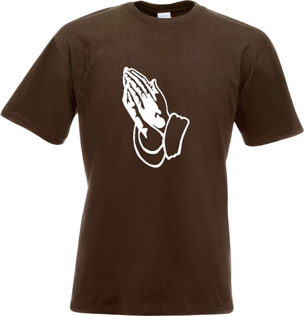 Kiwistar - T-Shirt - Chocolate - Betende Hände Prayer Motiv Bedruckt Funshirt Design Print - mit Motiv Bedruckt - Funshirt Design - Sport - Freize...