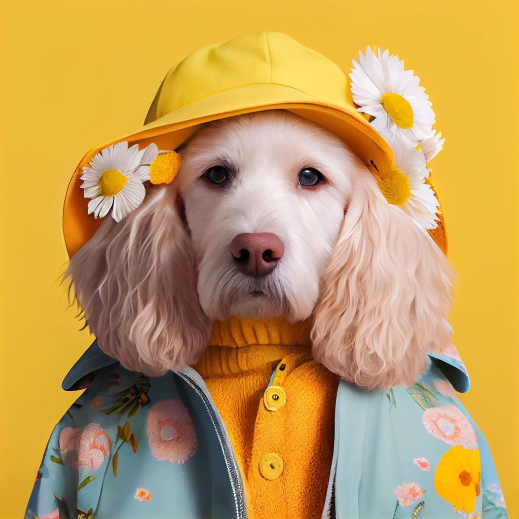 Tableau sur toile portrait chien estival 30x30 cm, Tableau Image du produit 