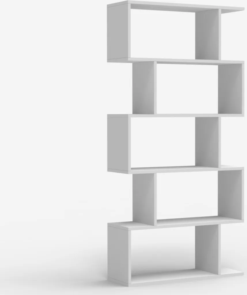 Étagère bois blanc Lexis 5 compartiments rangement vertical design chic