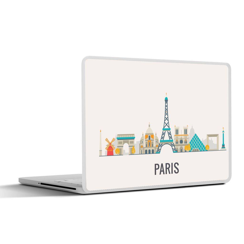 MuchoWow Laptop Aufkleber Sticker Cover Frankreich - Paris - Skyline 32.5x23.5 cm - Sticker für Laptop - Selbstklebend