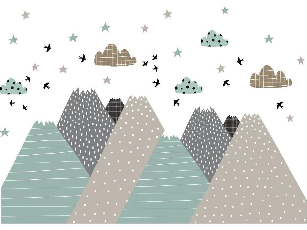 Kinderaufkleber mit skandinavischen Bergmotiven, Sarka-Design, 120 x 180 cm