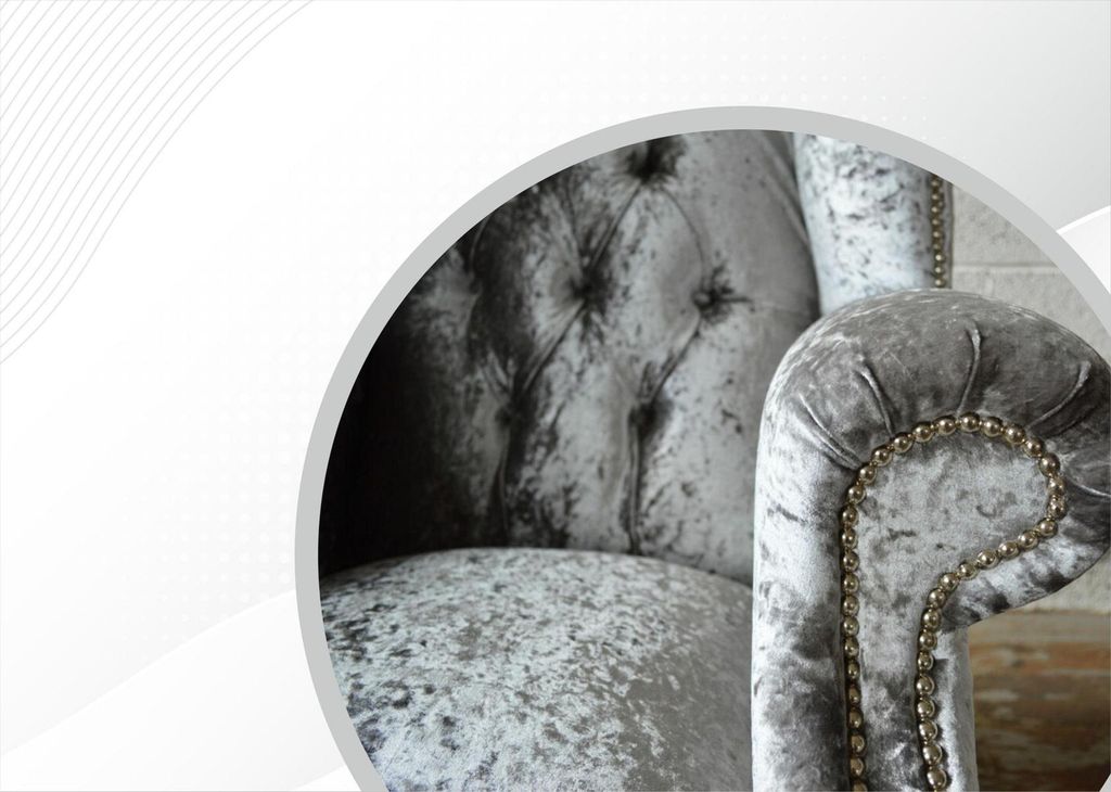 Chesterfield Sessel Silber Textil Stoff Kreative Möbel Neu Ohrensessel Sofa Neu