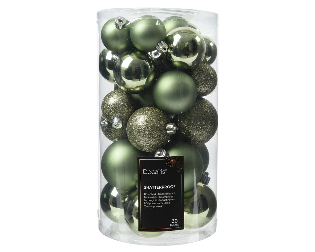 Weihnachtskugeln Kunststoff 4-6cm Mix 30er Set - Rosmarin Produktbild 
