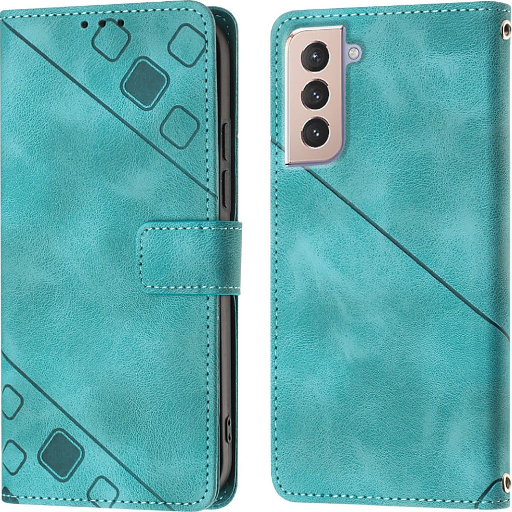 Hülle für Samsung Galaxy S21 Plus 5G Prägung Flip Leder Brieftasche Schutzhülle mit Ständer Grün